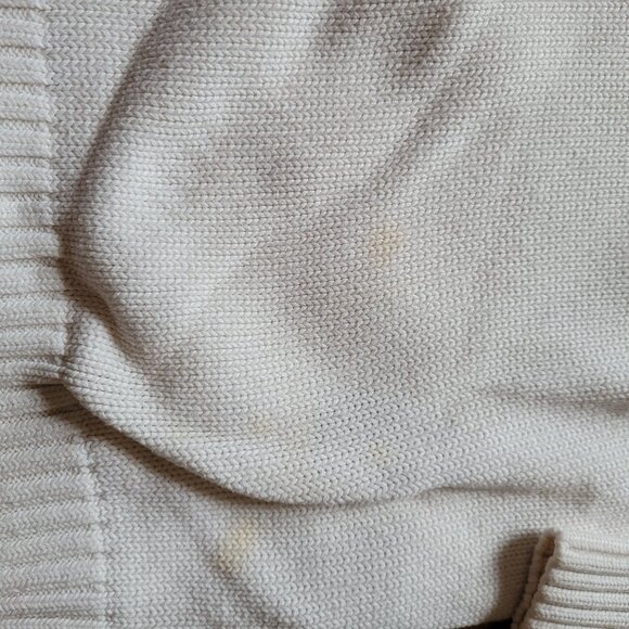 Tommy Hilfiger XL White Cotton Crewneck Sweater With Embroidered Crest Logo - Picture 4 of 5